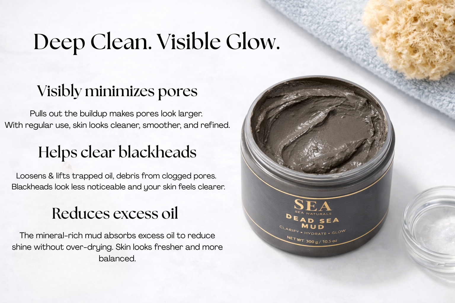 Clogged Pores Meet Their Match. Dead Sea Mud Mask.